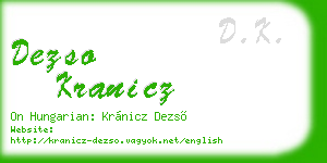 dezso kranicz business card