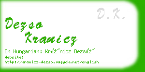 dezso kranicz business card